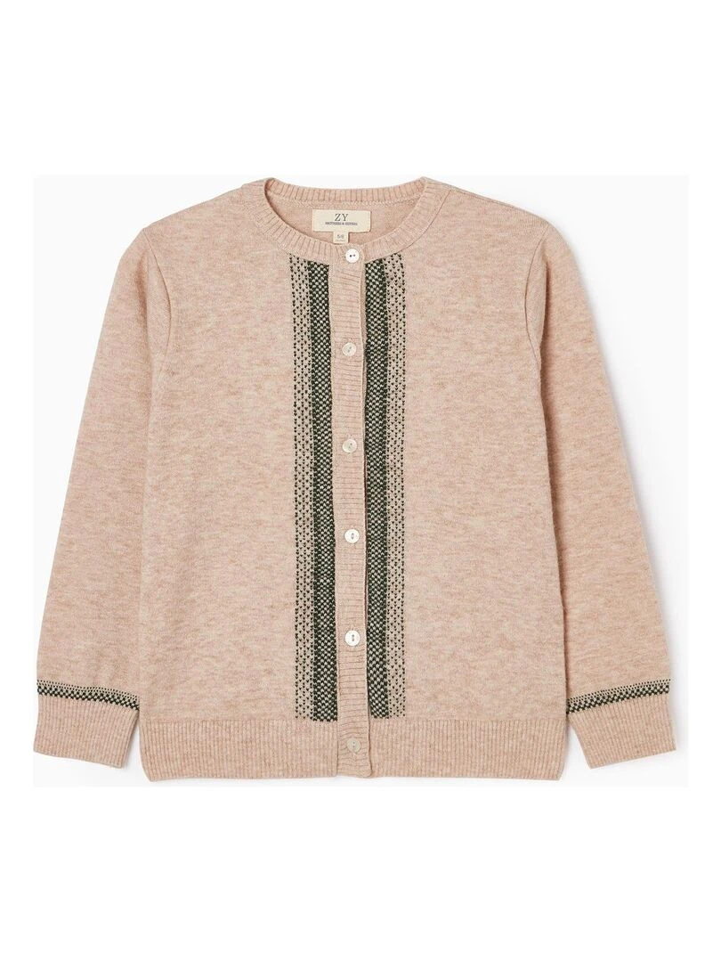 Gilet en Maille Fille 'B&S' NOËL Beige
