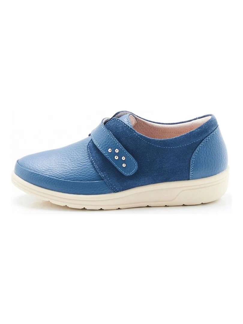 Derbies bi matières à scratch Damart Bleu gris