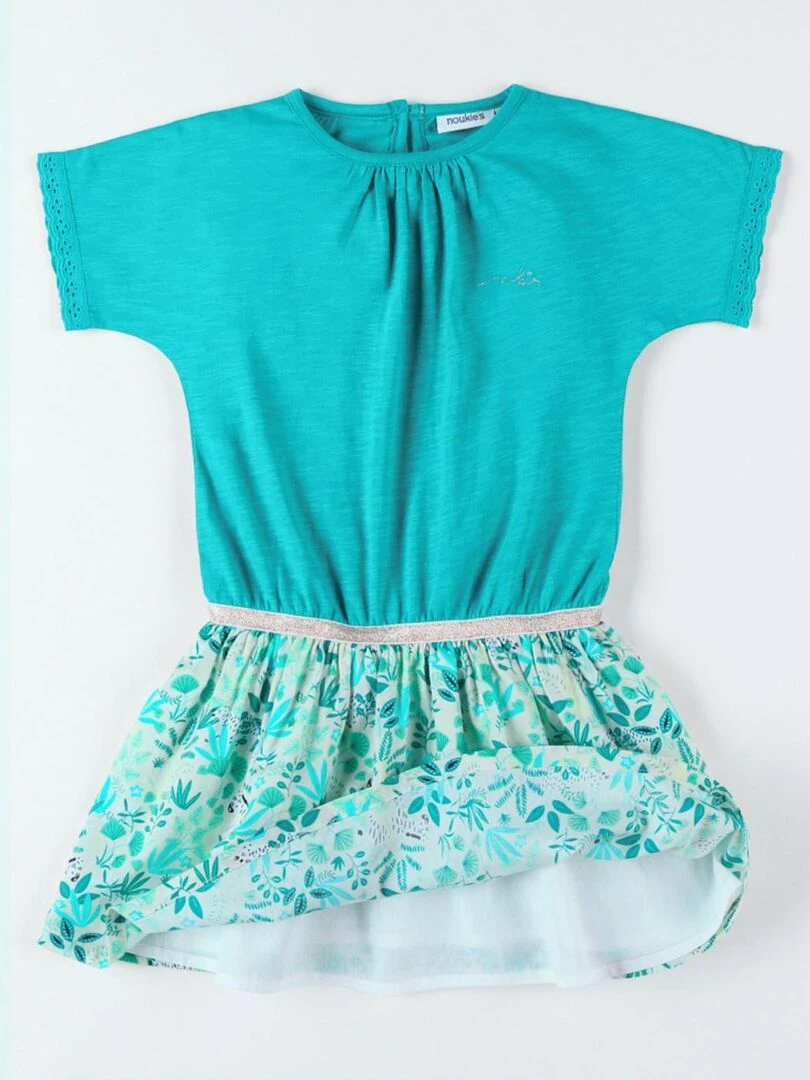Robe bi matière à manches courtes Noukie's Bleu turquoise