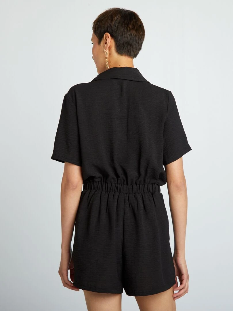 Combishort chemise à manches courtes   noir