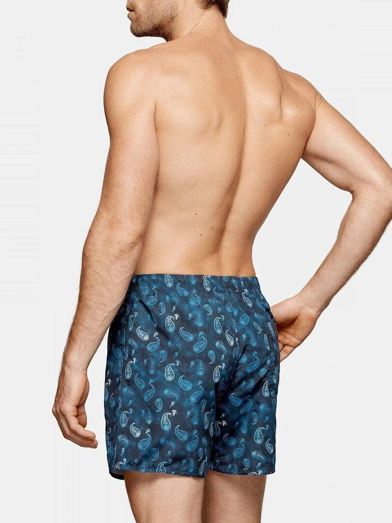 Maillot de bain short imprimé paisley Macassar   Bleu