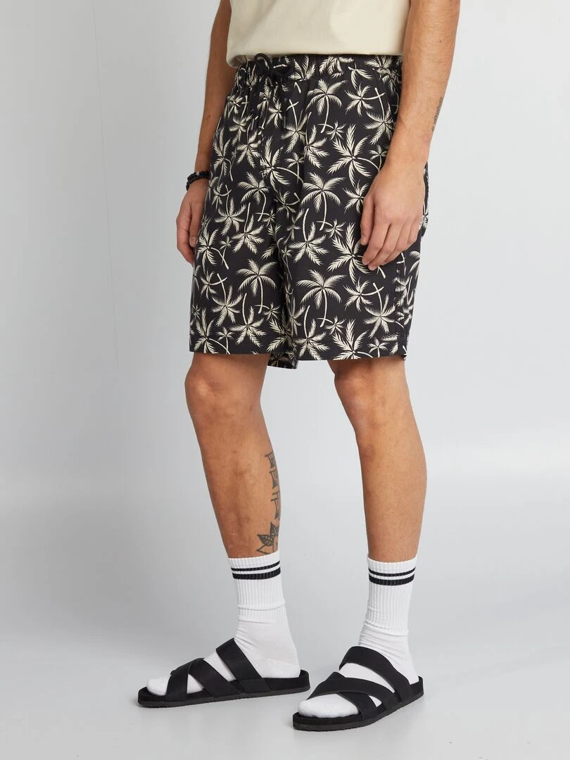 Short en coton imprimé Gris