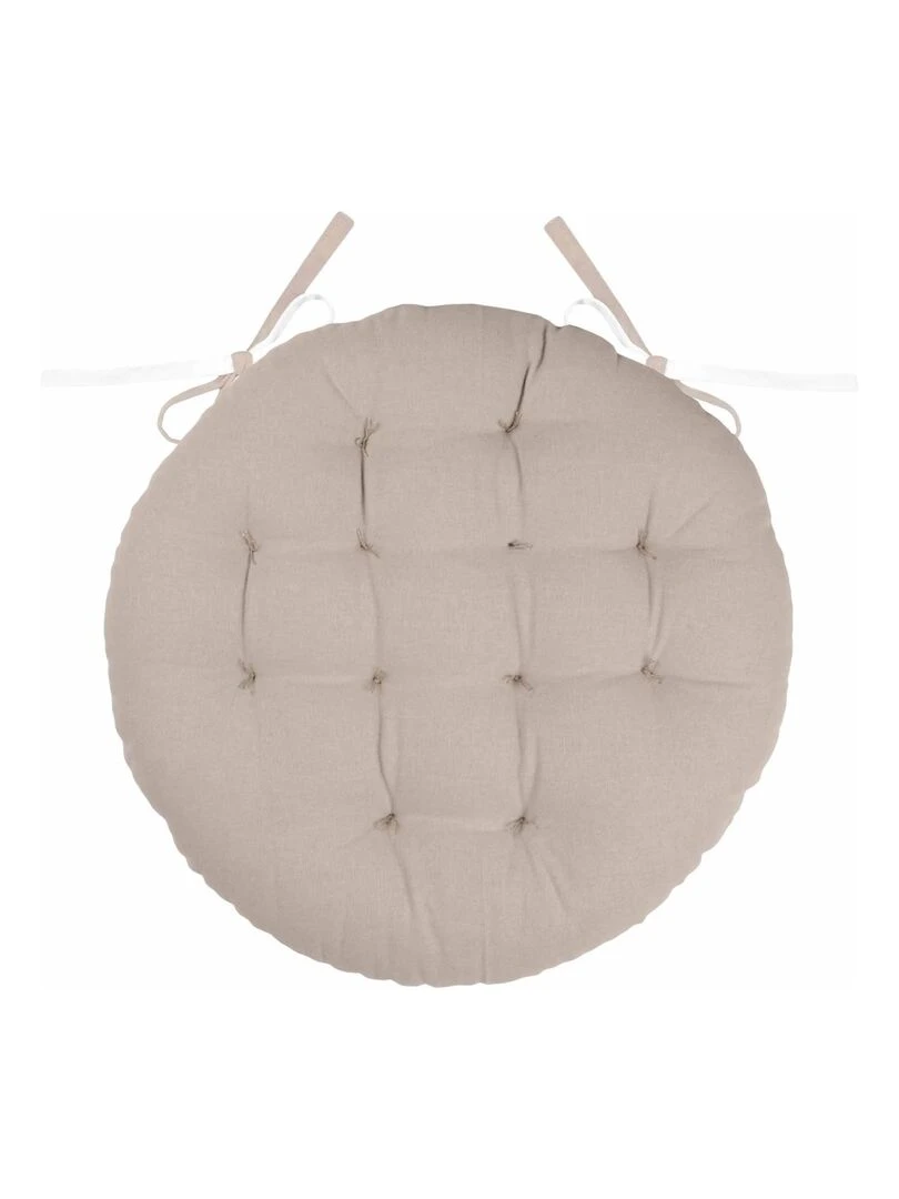 Galette de chaise ronde et bicolore Ecru