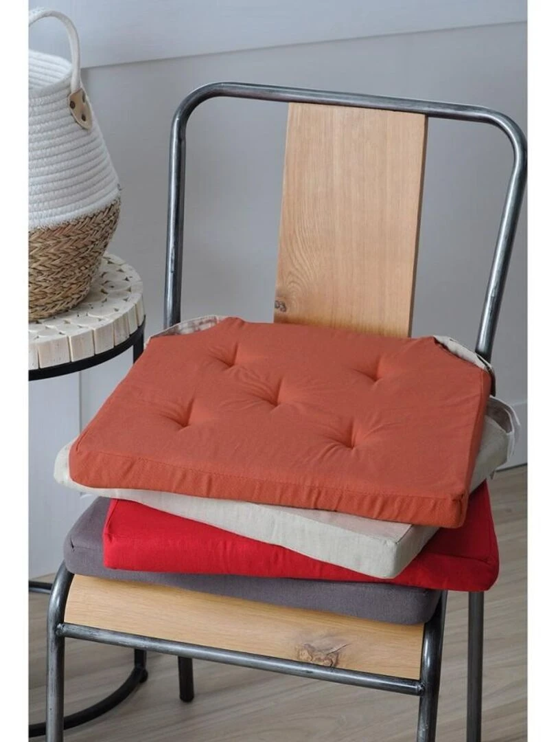 Lot de 4 galettes de chaise Duo velcro 38x38 gris perle   Gris