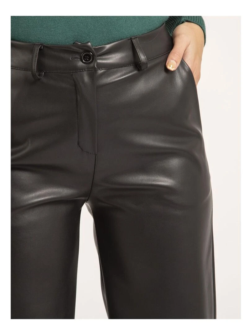 Pantalon droit simili cuir EVANIA   Noir
