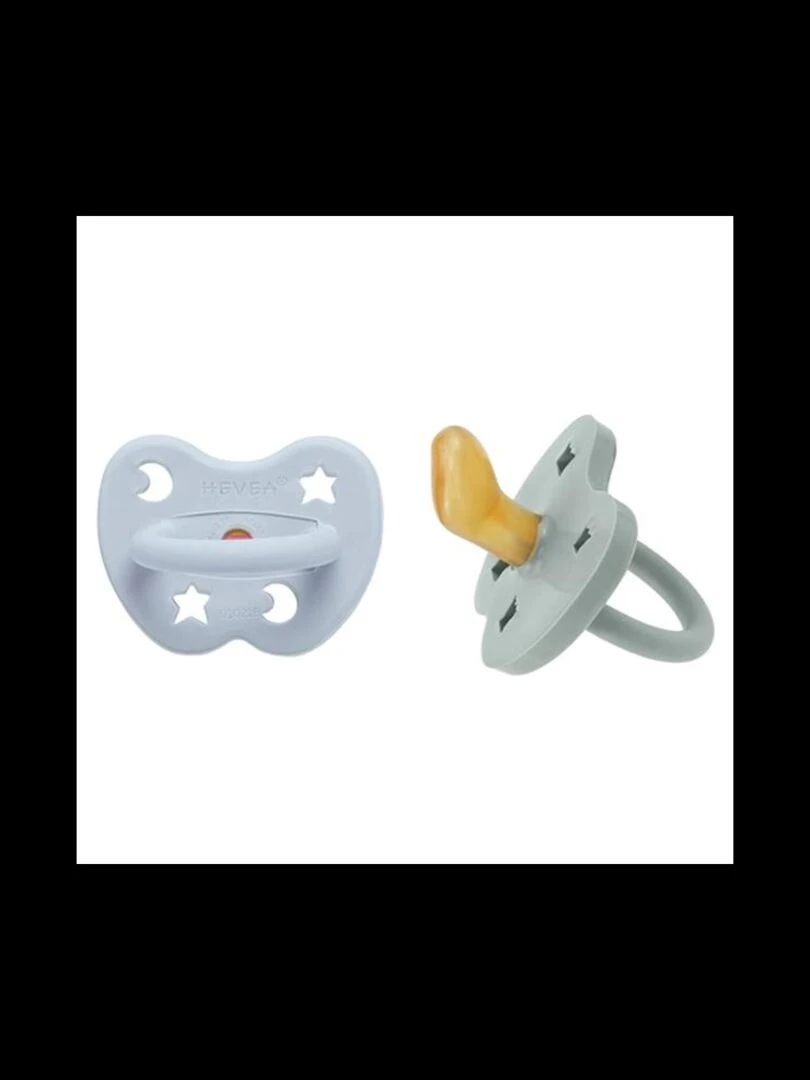 Tétine physiologique caoutchouc naturel 3 36 mois   Bleu et Gris (2pcs)        Bleu gris
