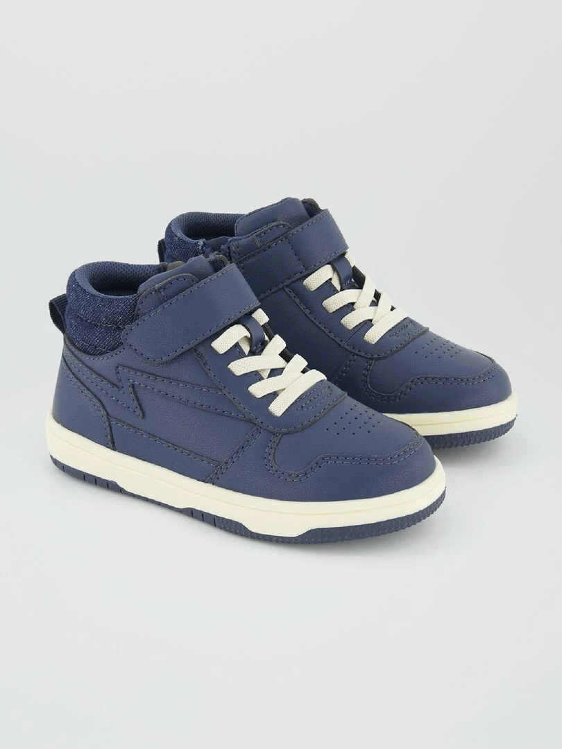 Baskets montantes tricolore bleu foncé
