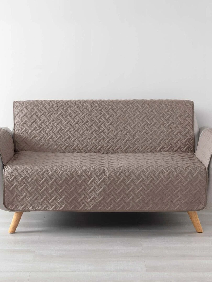 Protège canapé 3 places matelassé 279x179 uni Lounge noisette Marron