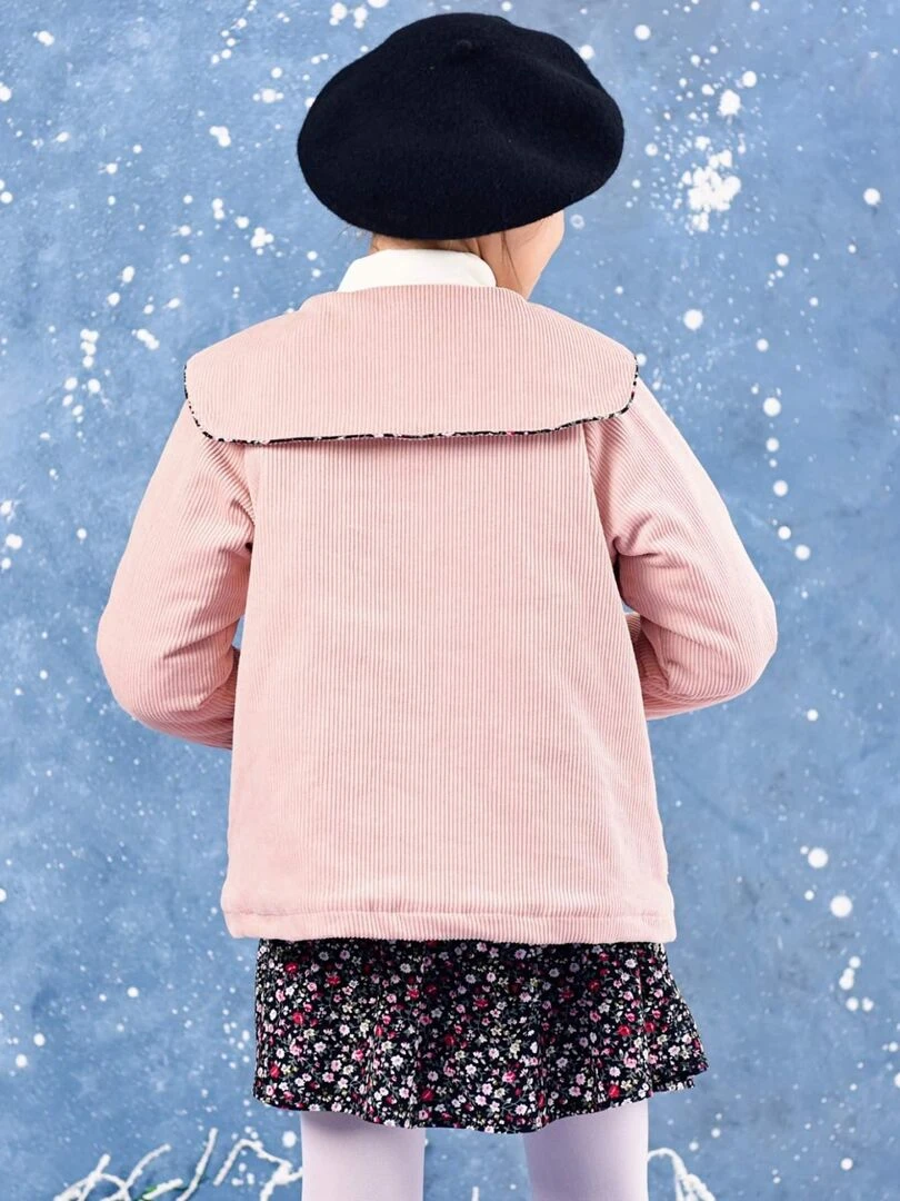 Veste Rétro Velours Rose Pastel Fille Col Marin CHARLOTTE 'LA FAUTE A VOLTAIRE' Rose clair