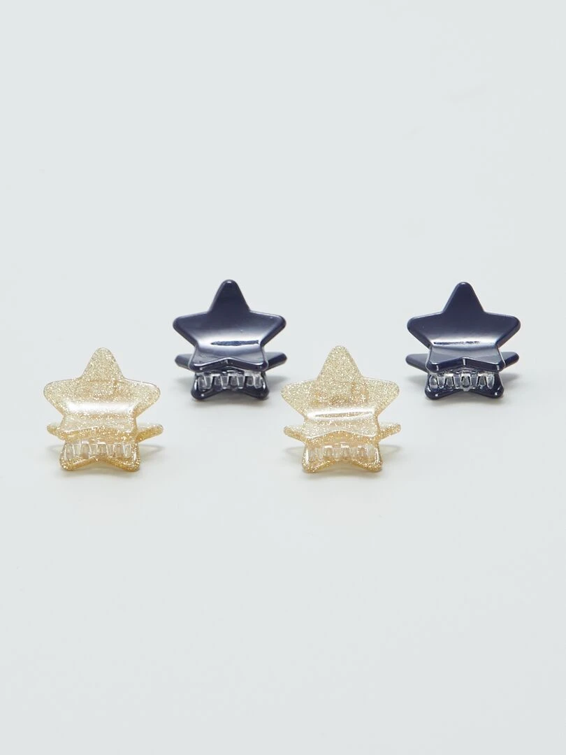 Lot de 4 pinces crabes pour cheveux Doré/Marine