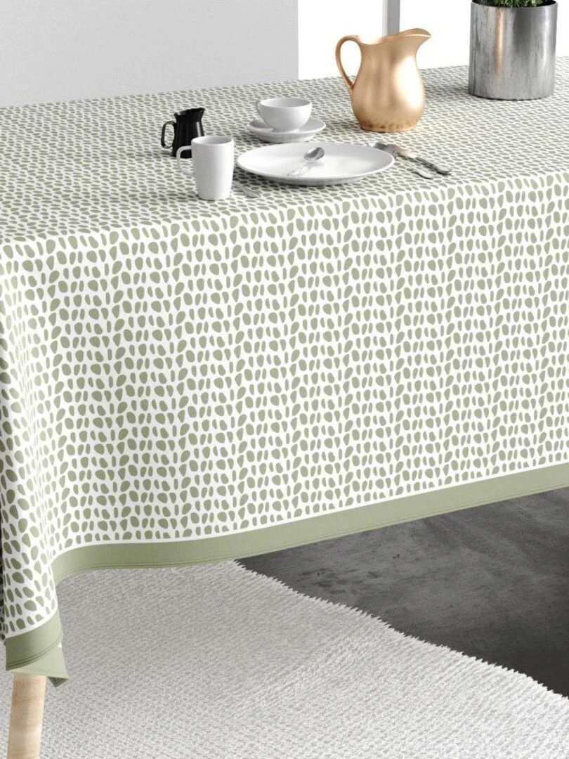 Nappe rectangulaire anti tache en Coton Raza Sauge Vert