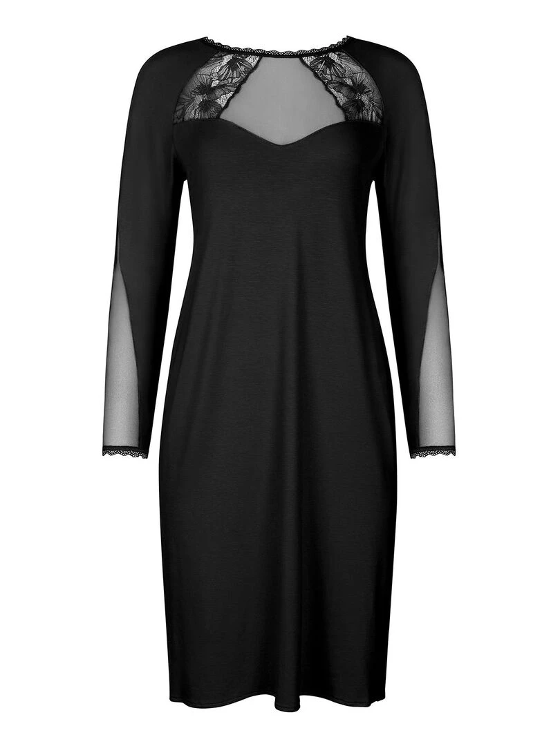 Chemise de nuit manches longues Sympathy   Noir
