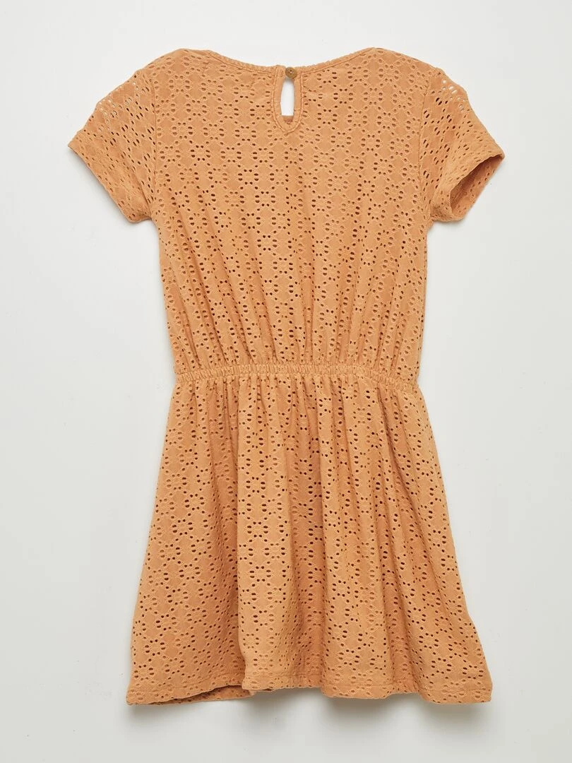 Robe cintrée en maille ajourée Marron