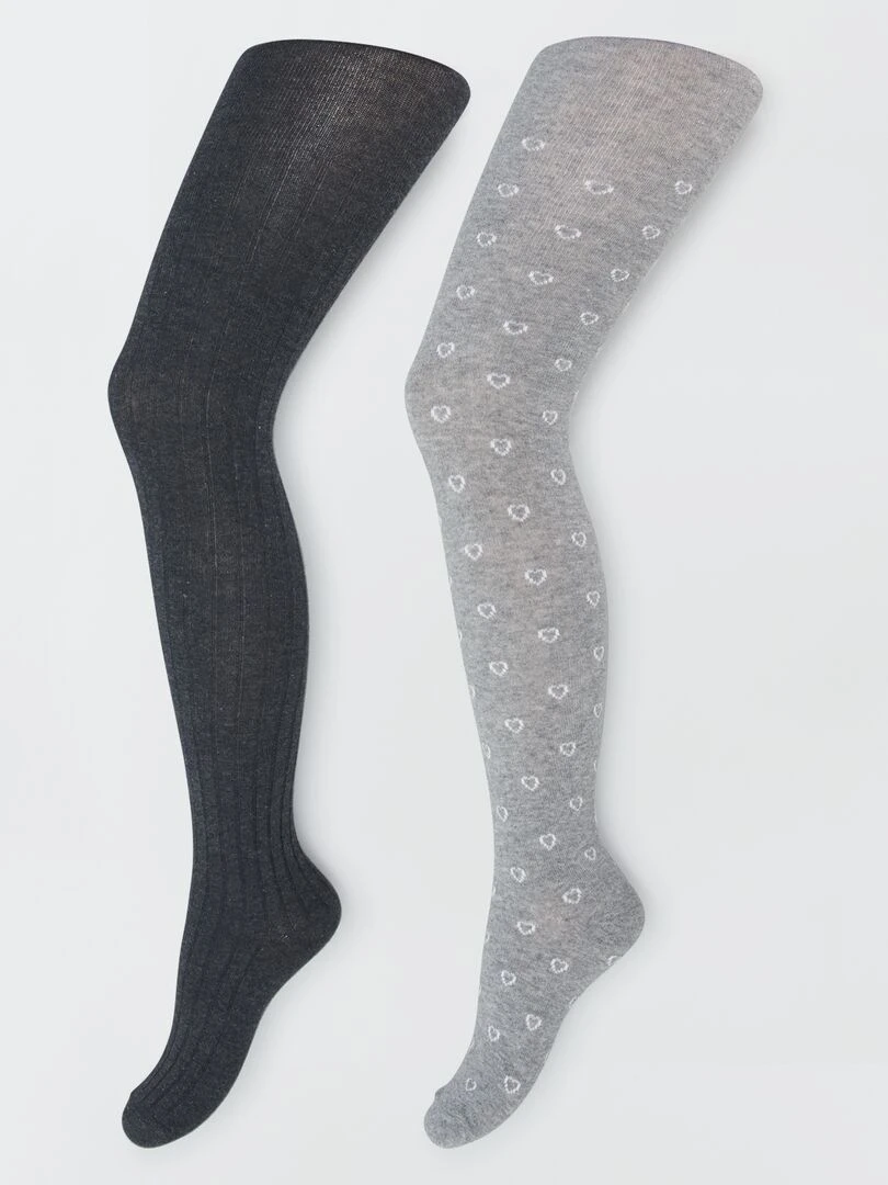 Lot de 2 paires de collants Gris/bleu