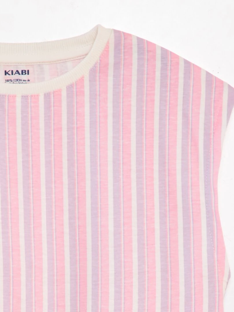 T shirt à emmanchures américaines   Rose