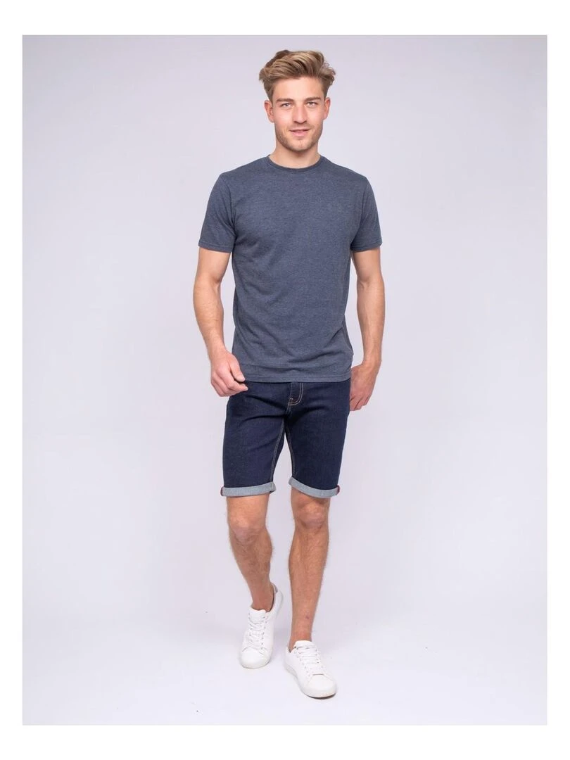 T shirt col rond pur coton NARDI   Bleu marine