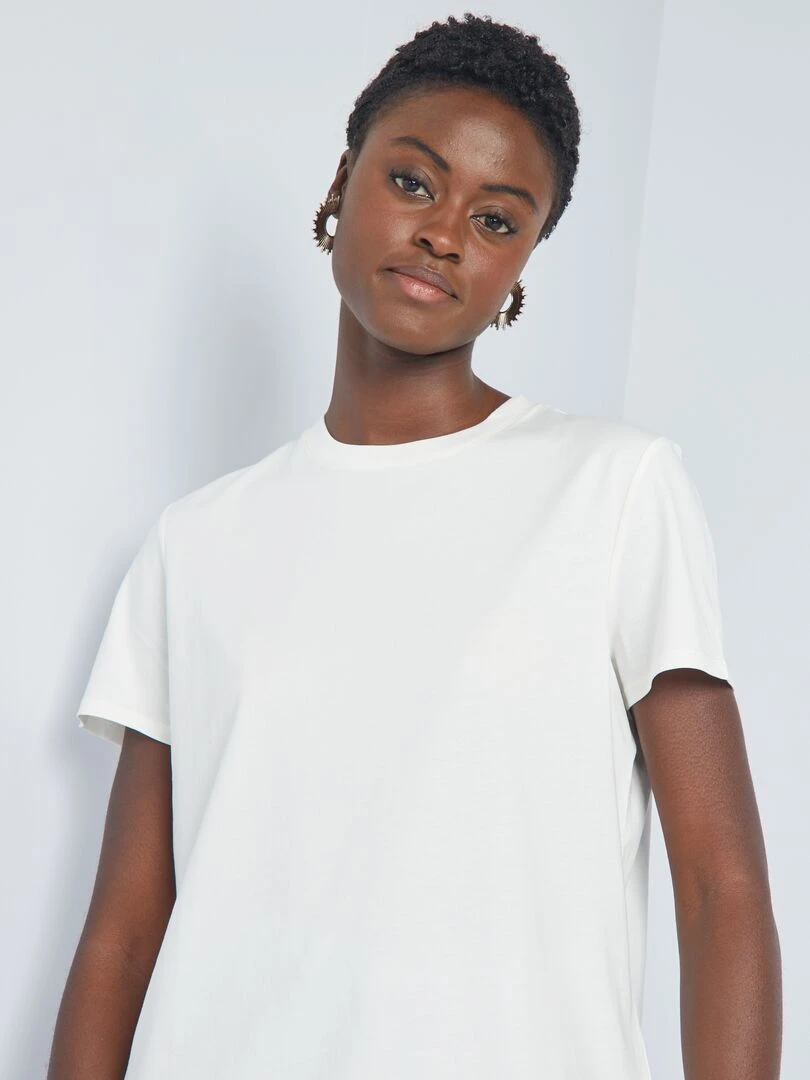 T shirt uni en jersey   BLANC