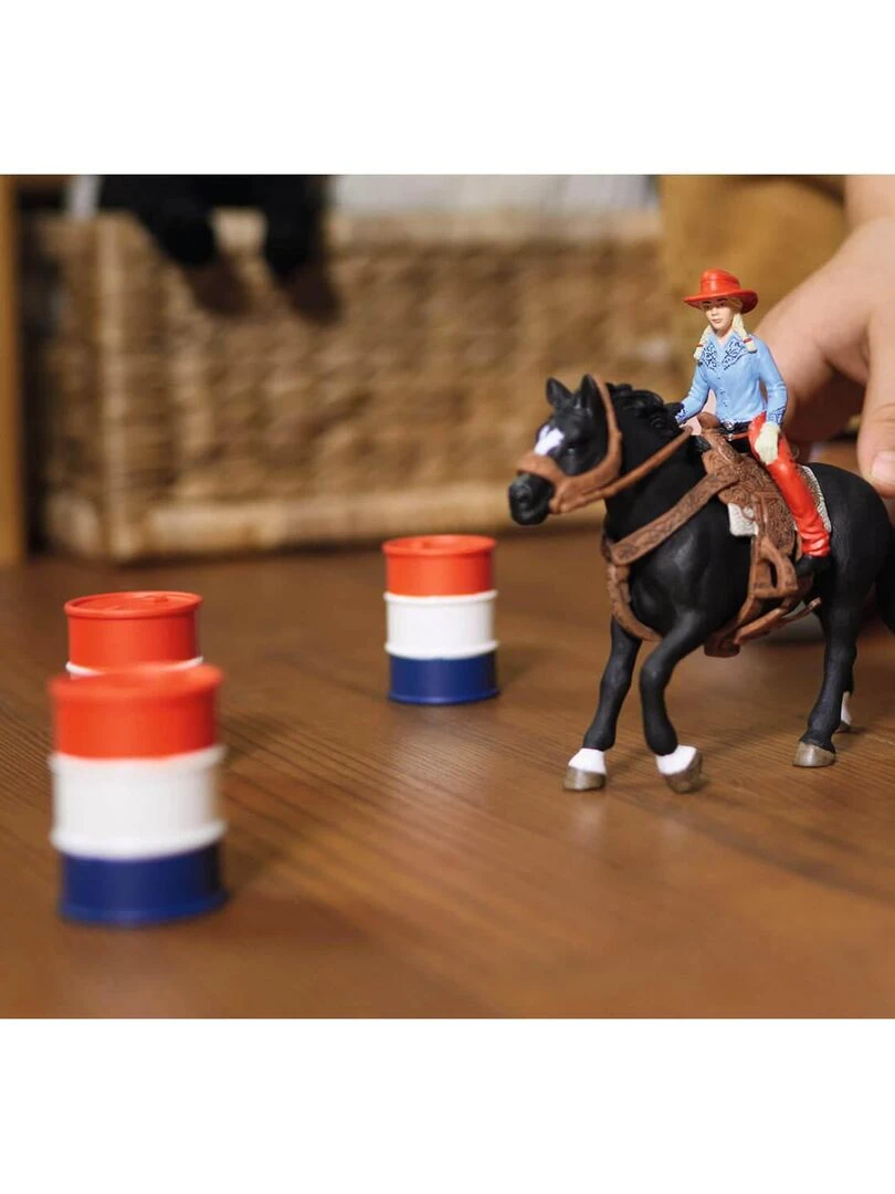 Figurines Farm World : Cowgirl et Tonneaux de Racing   N/A