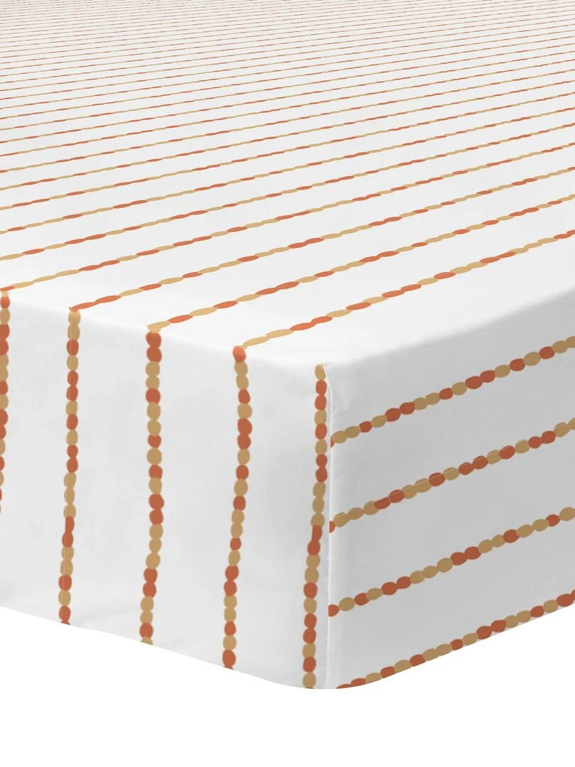 Drap housse imprimé 100% coton DECO VEGETALE Marron caramel