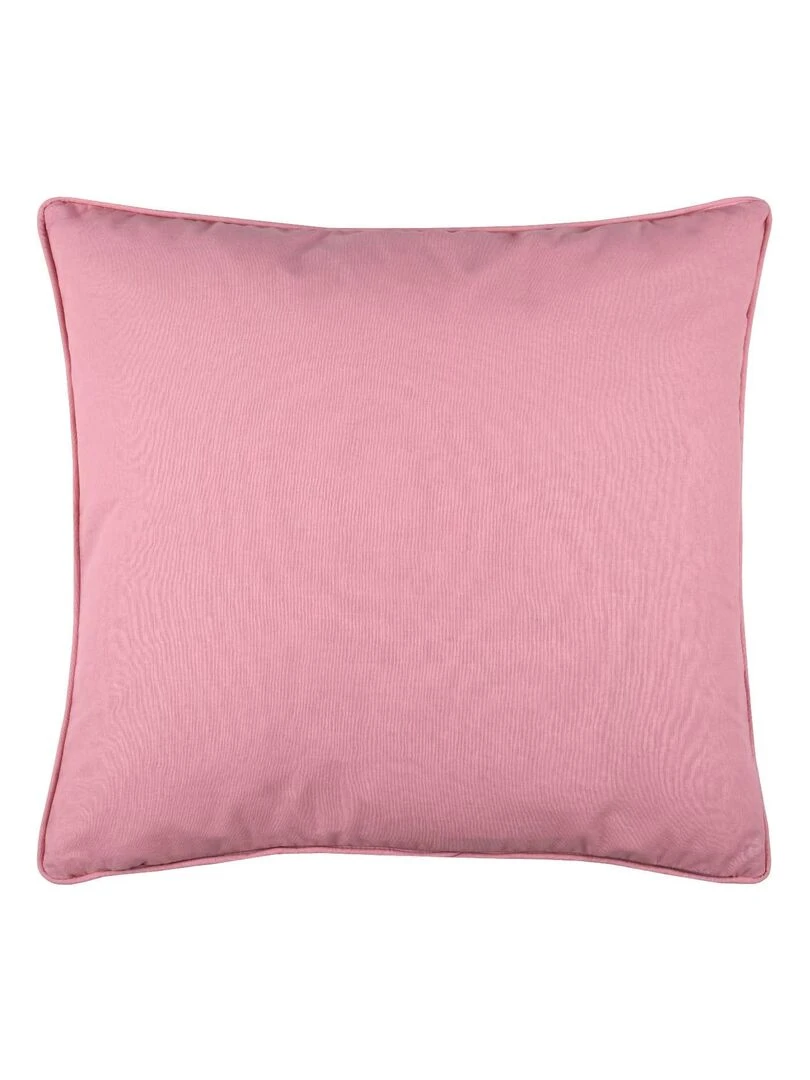 Coussin passepoilé imprimé fleurettes   Rose clair