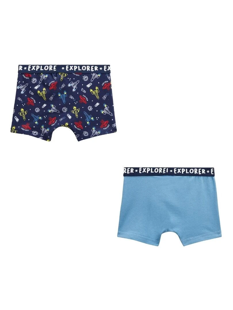 Lot de 2 boxers garçon Spatial Bleu