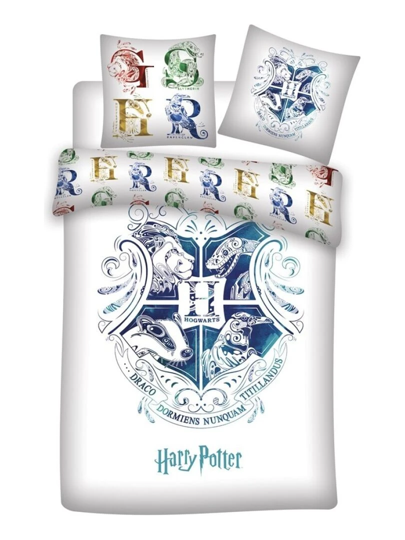 Parure de lit réversible Harry Potter 140 cm x 200 cm Multicolore