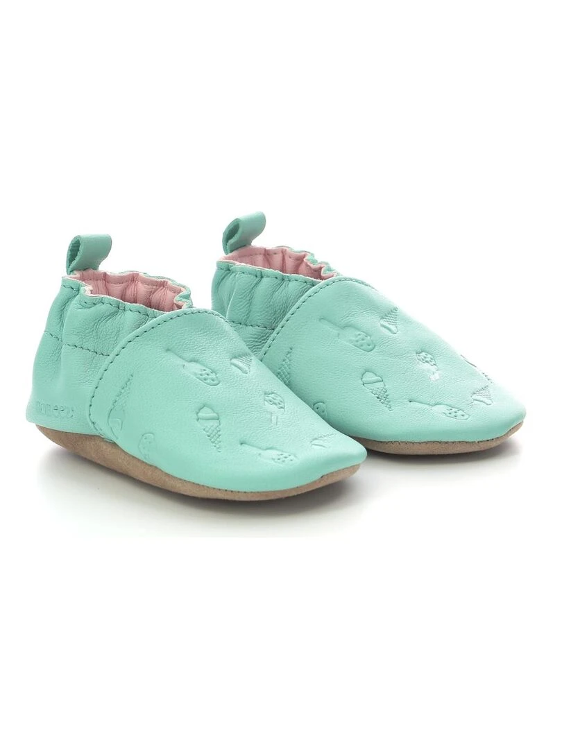 Chaussons Cuir Stick And Cone Bleu turquoise