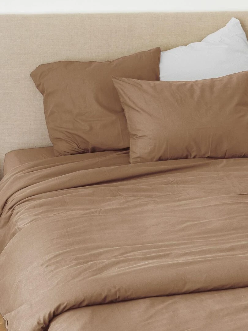 Housse de couette en coton lavé Cap Ferret Marron chocolat