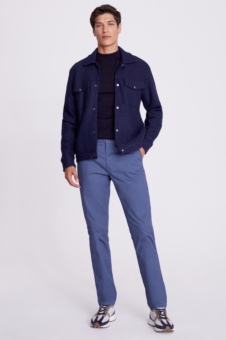 Tailored Fit Blue Stretch Chinos Buy Online at Moss