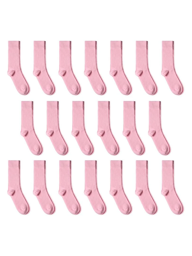 Chaussettes Jersey Coton Lot 20 Paires Fabrication UE Rose