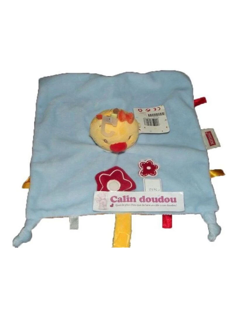 Doudou Nattou Ours Bleu fleur rouge bordeaux neuf Tim & Lily Plat Bleu