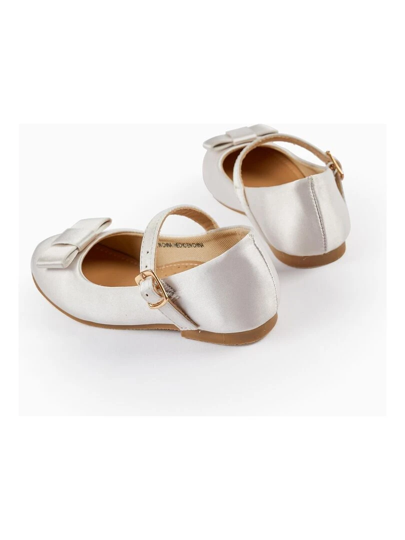 Sabots en satin avec nœud pour bébé fille  CÉRÉMONIE   Blanc