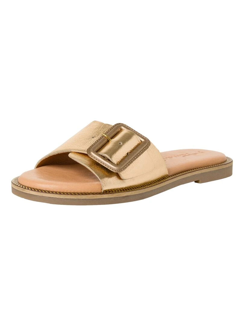 Sandale Plate Cuir Tamaris   Gris clair