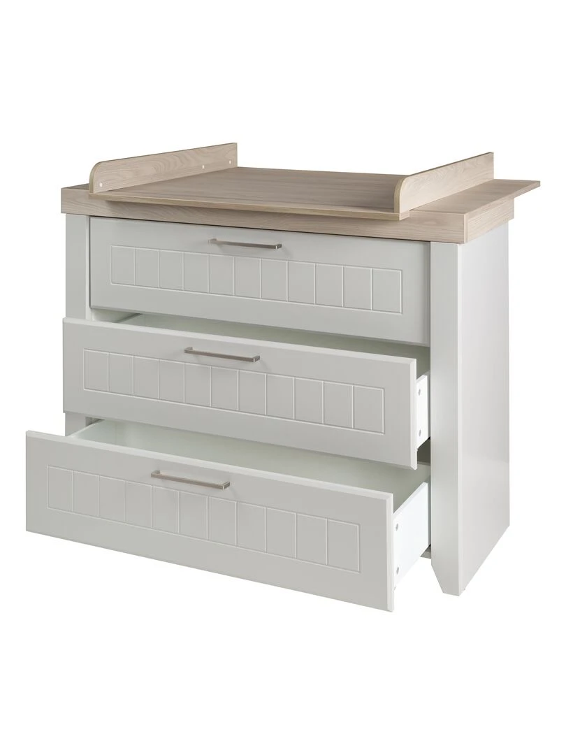 ROBA Commode à Langer "Helene" – avec Plan à Langer Amovible – 3 Tiroirs – blanc Gris clair