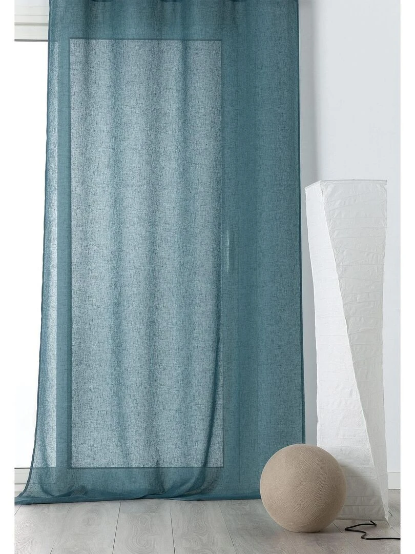 Rideau Voilage poly lin galon fronceur Bleu