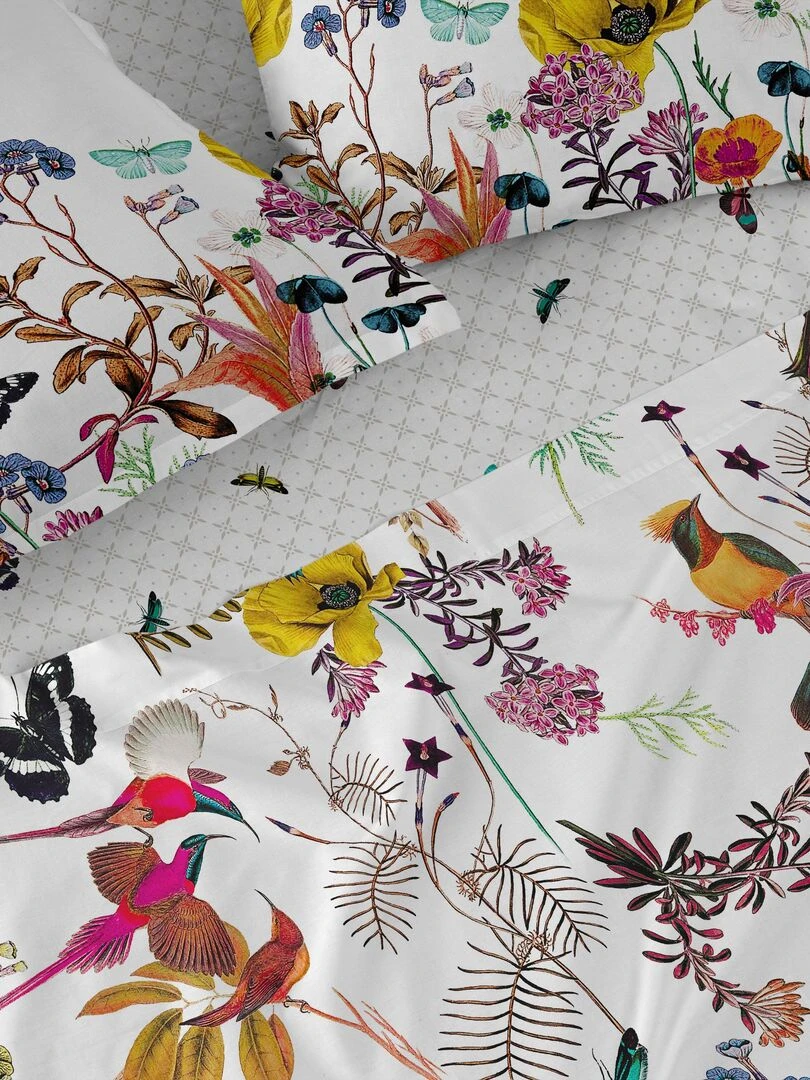 Drap Birds of paradise "Happyfriday"   Blanc