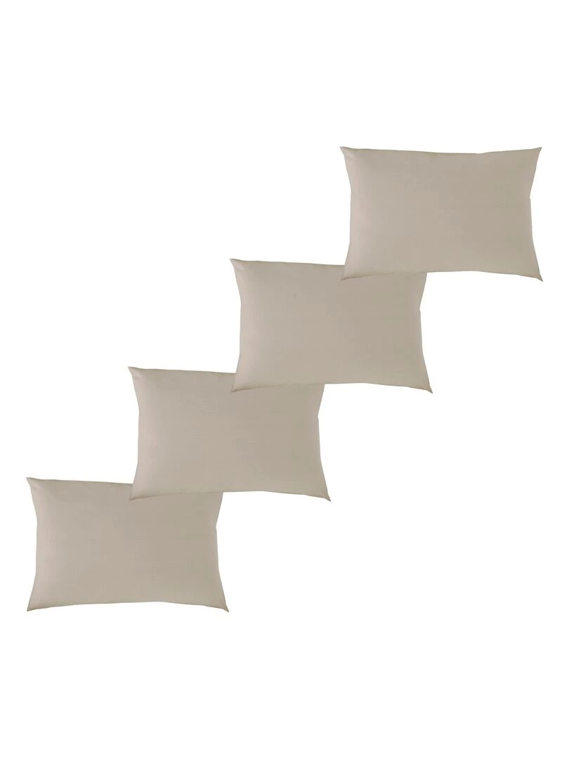 Lot x4 Taies d'oreiller 40x60 cm 100% coton Bio 'Ptit Basile' Gris taupe