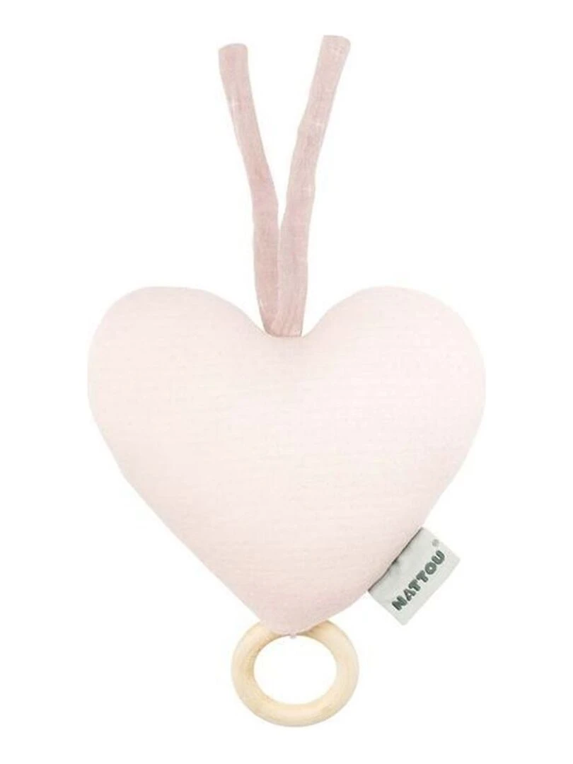 Doudou Nattou Rose coeur Musical Rose