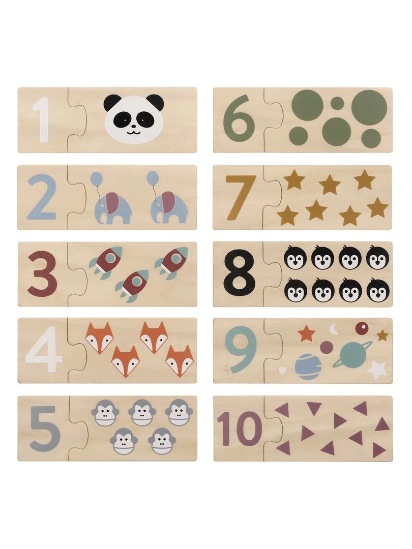 Jeu éducatif de nombres en bois Multicolore