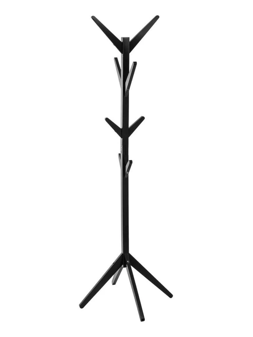Porte manteaux en bois 8 tiges noir Noir