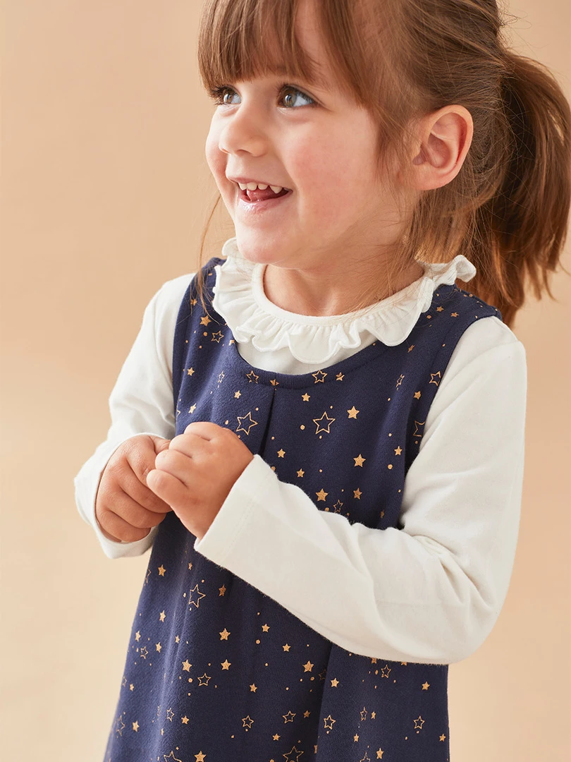 Set Robe + T shirt  Marine/écru   Bleu