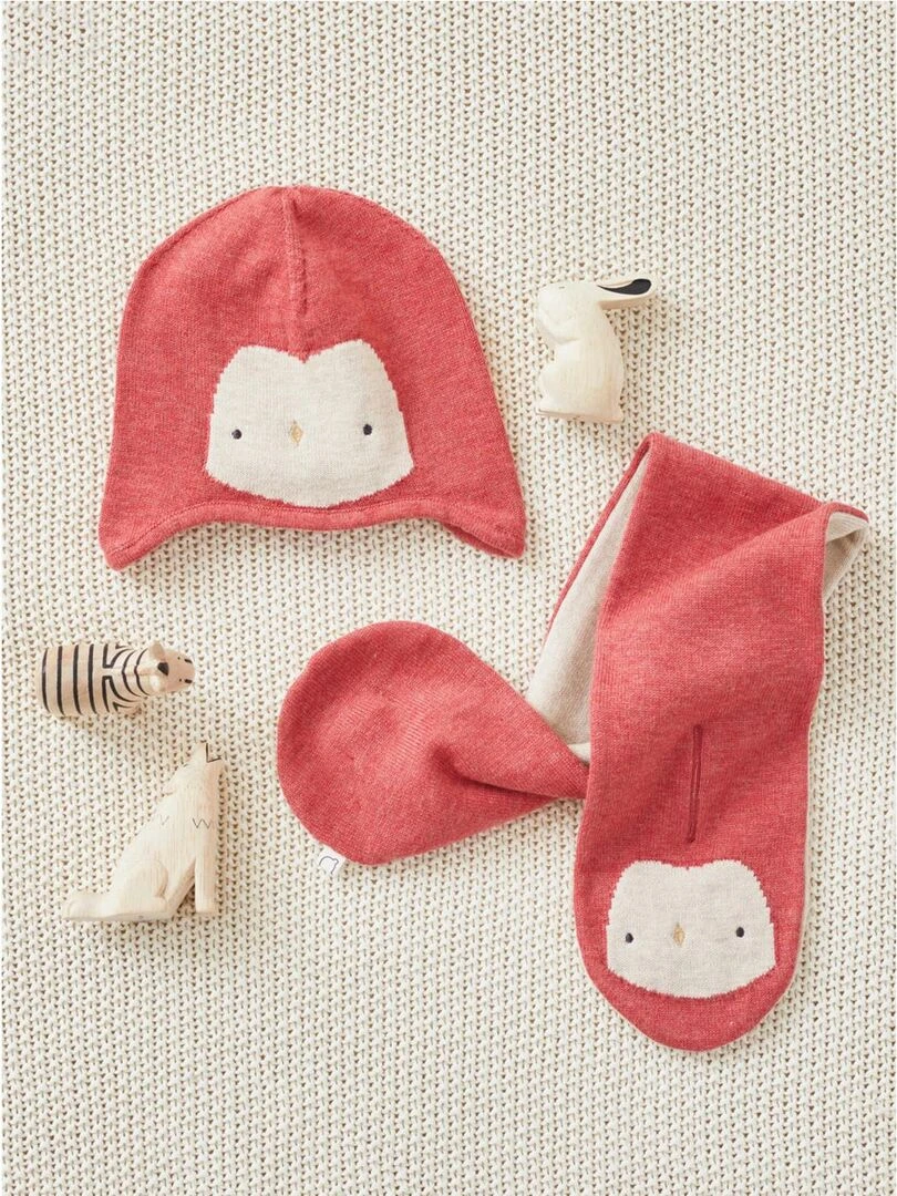 Bonnet chouette en tricot Noukie's Rose