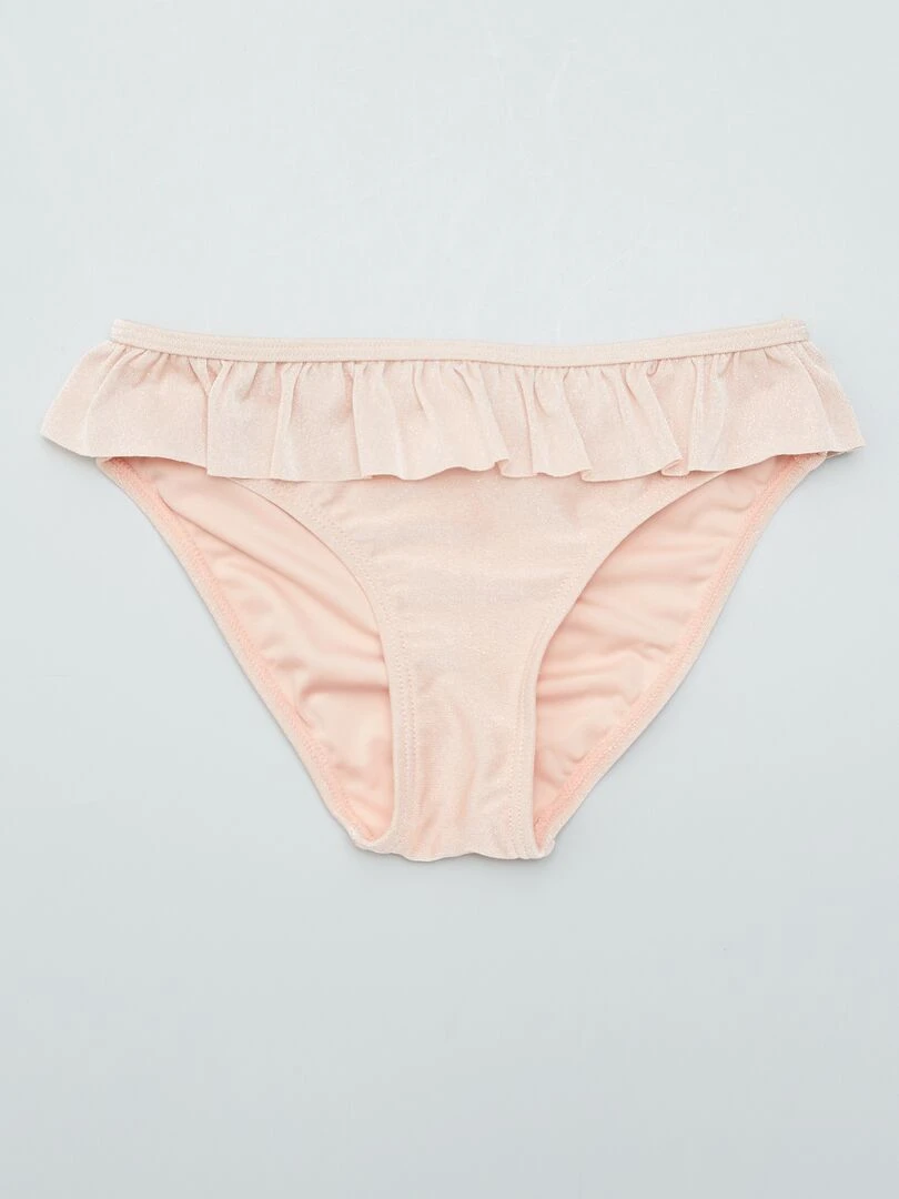 Maillot de bain pailleté à volants 2 pièces Saumon