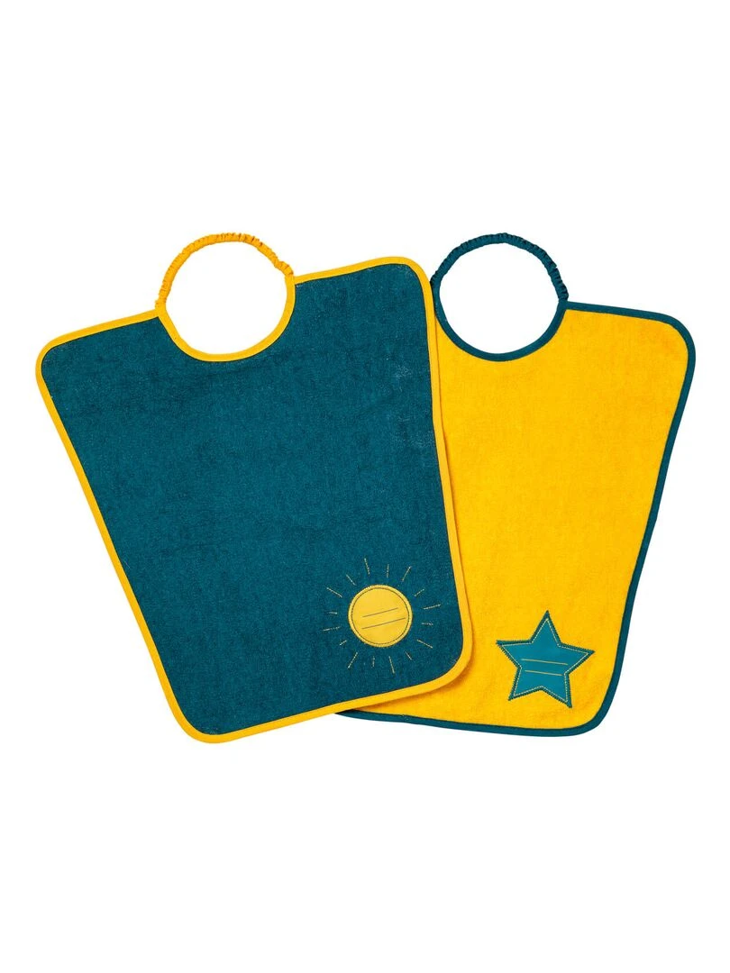 Lot de 2 bavoirs Maternelle Je m'Appelle Soleil + Etoile Jaune