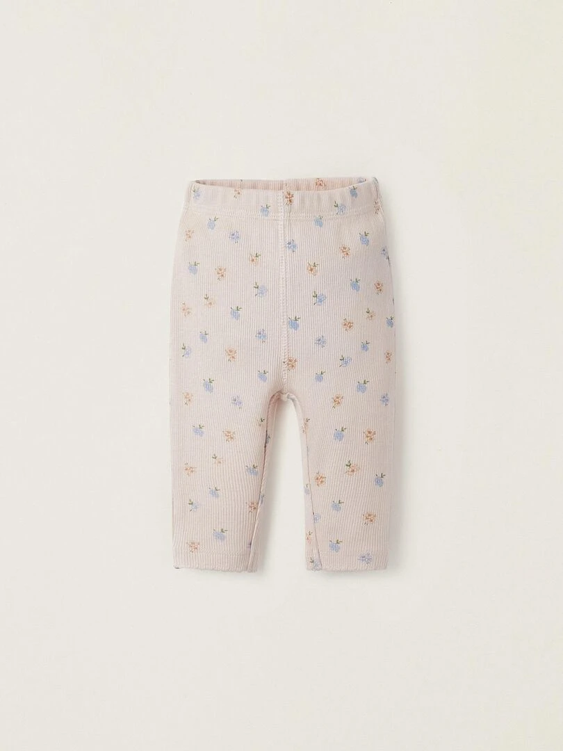 Leggings Côtelés avec Motif Floral pour Nouveau Née BALMORAL'S AFTERNOONS Rose clair