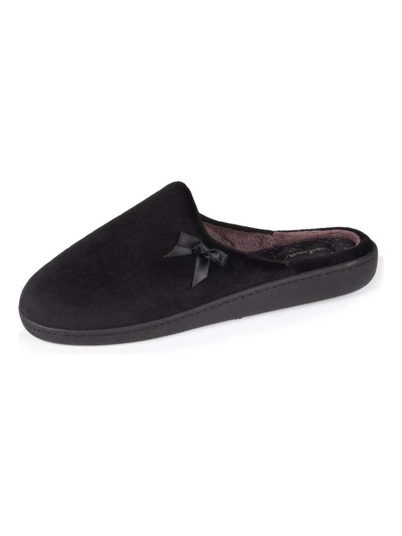 Chaussons mules Femme Noir Pois Noir