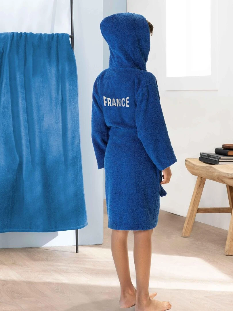 Peignoir enfant 100% coton  PARIS 2024 EQUIPE DE FRANCE OLYMPIQUE PATRIOTE   Bleu