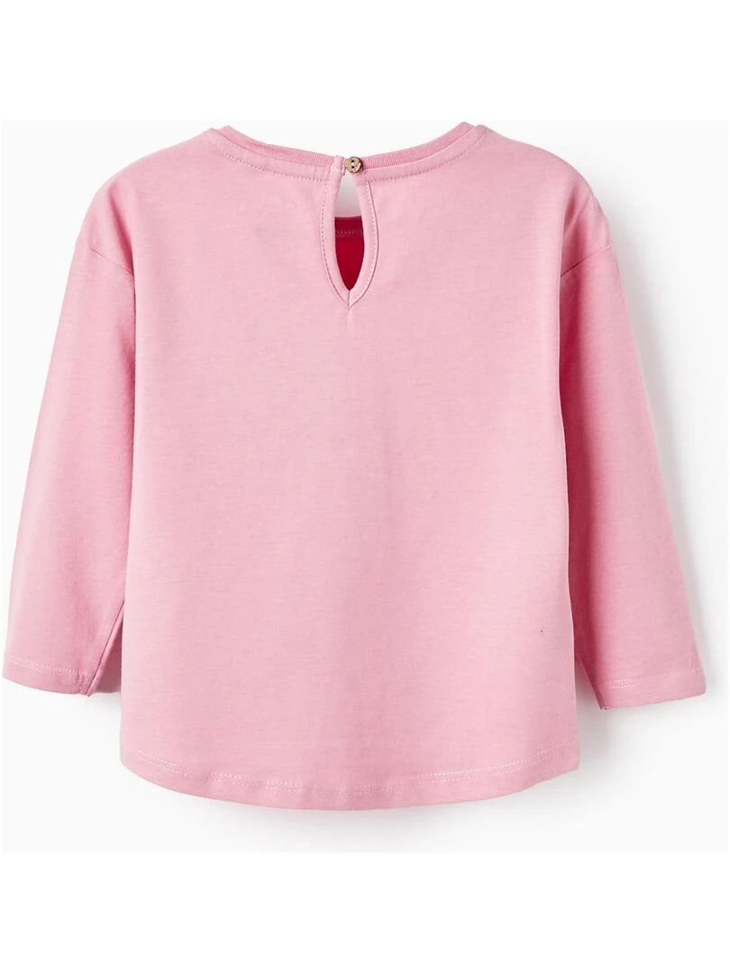 T shirt à Manches Longues pour Bébé Fille 'Flower Power' manches longues Rose clair