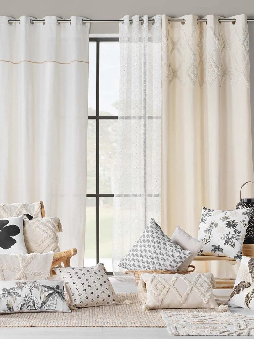 Housse de coussin en coton imprimé   Beige
