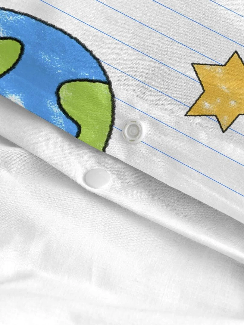 Parure housse de couette 2 pièces Space rocket "Happyfriday"   Bleu Blanc